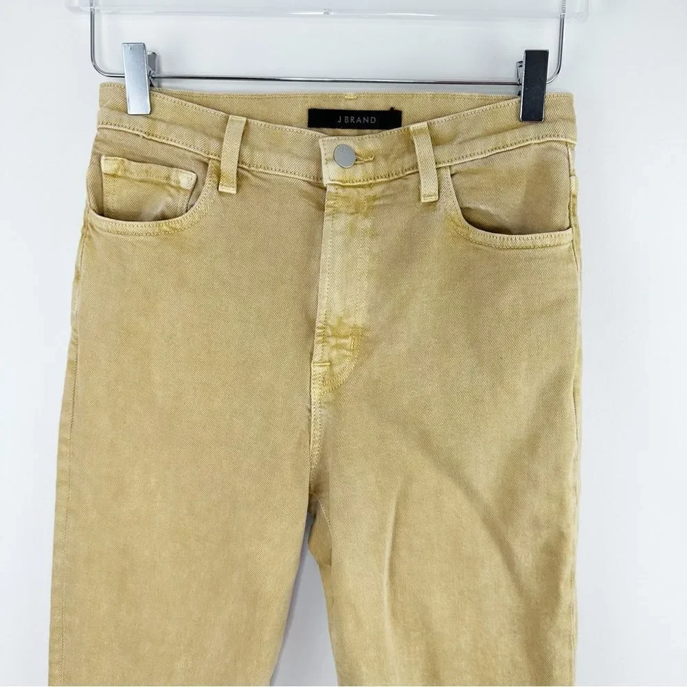 J Brand Julia Frayed-Hem Flared-Leg Cotton Blend‎ Jeans in Litho Gold Sz 26
